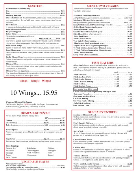 See restaurant menus, reviews, ratings, phone number, address, hours, photos and maps. . Parkway house restaurant albemarle menu